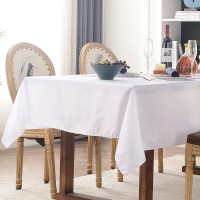 Eaiotx White Satin Rectangular Textile Tablecloth, Luxurious and Wrinkle-Resistant Fabric for Dining and Special Occasions